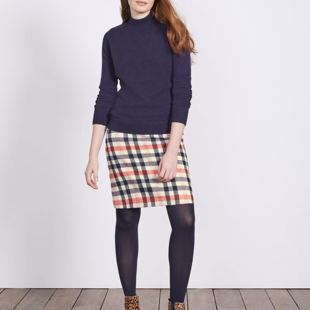 Boden British Tweed Mini, Navy And Pink, Size 6R